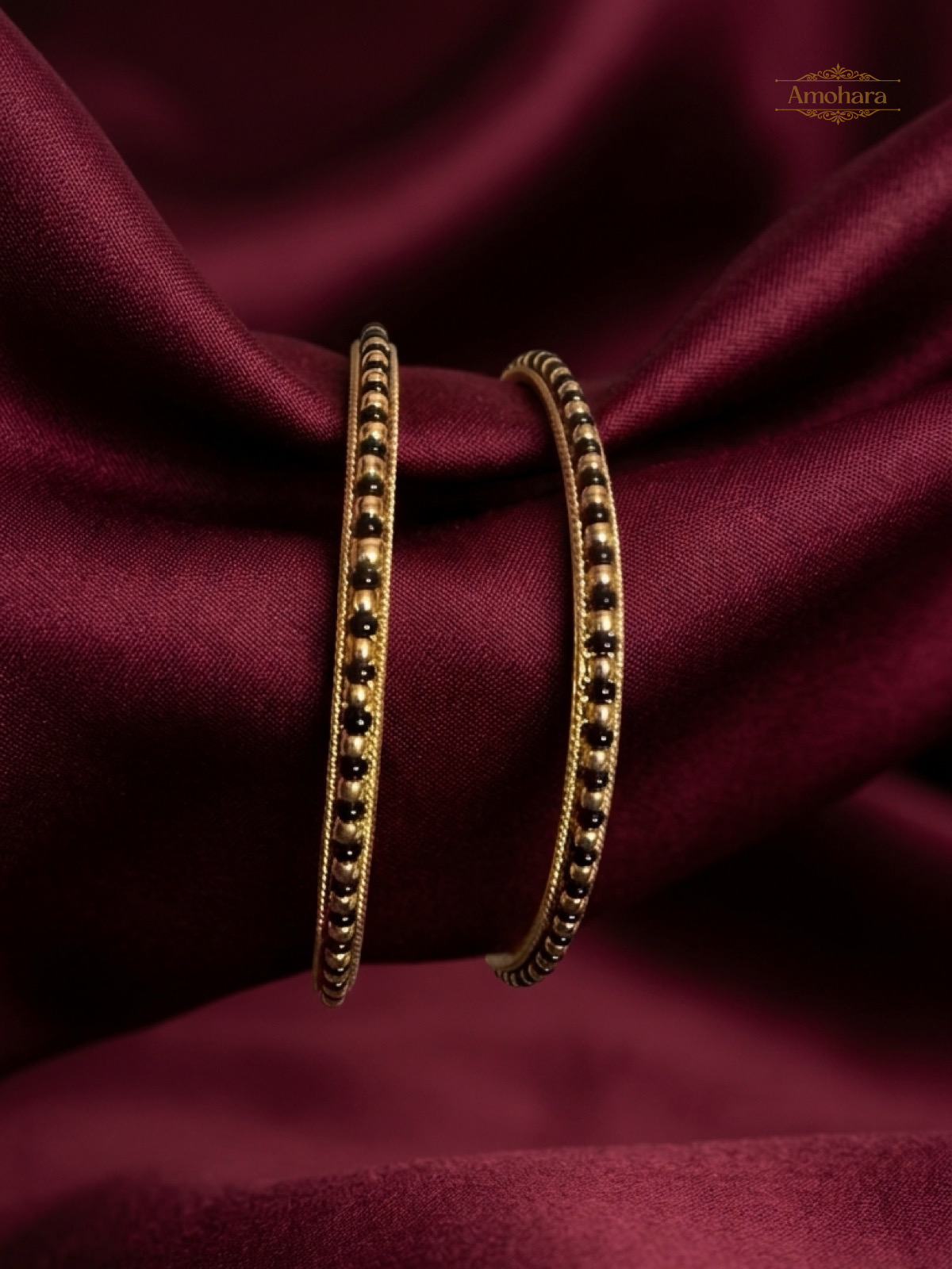 Midnight Bead Gold Cover Bangles