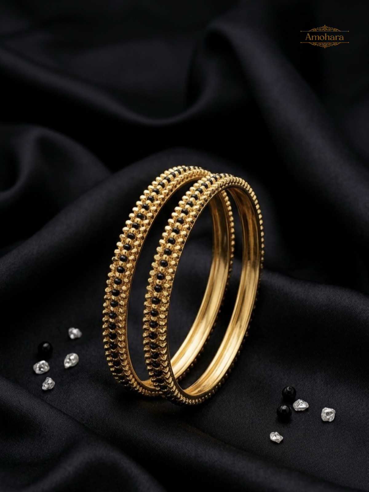 Noir Bead Luxe Gold Cover Bangles