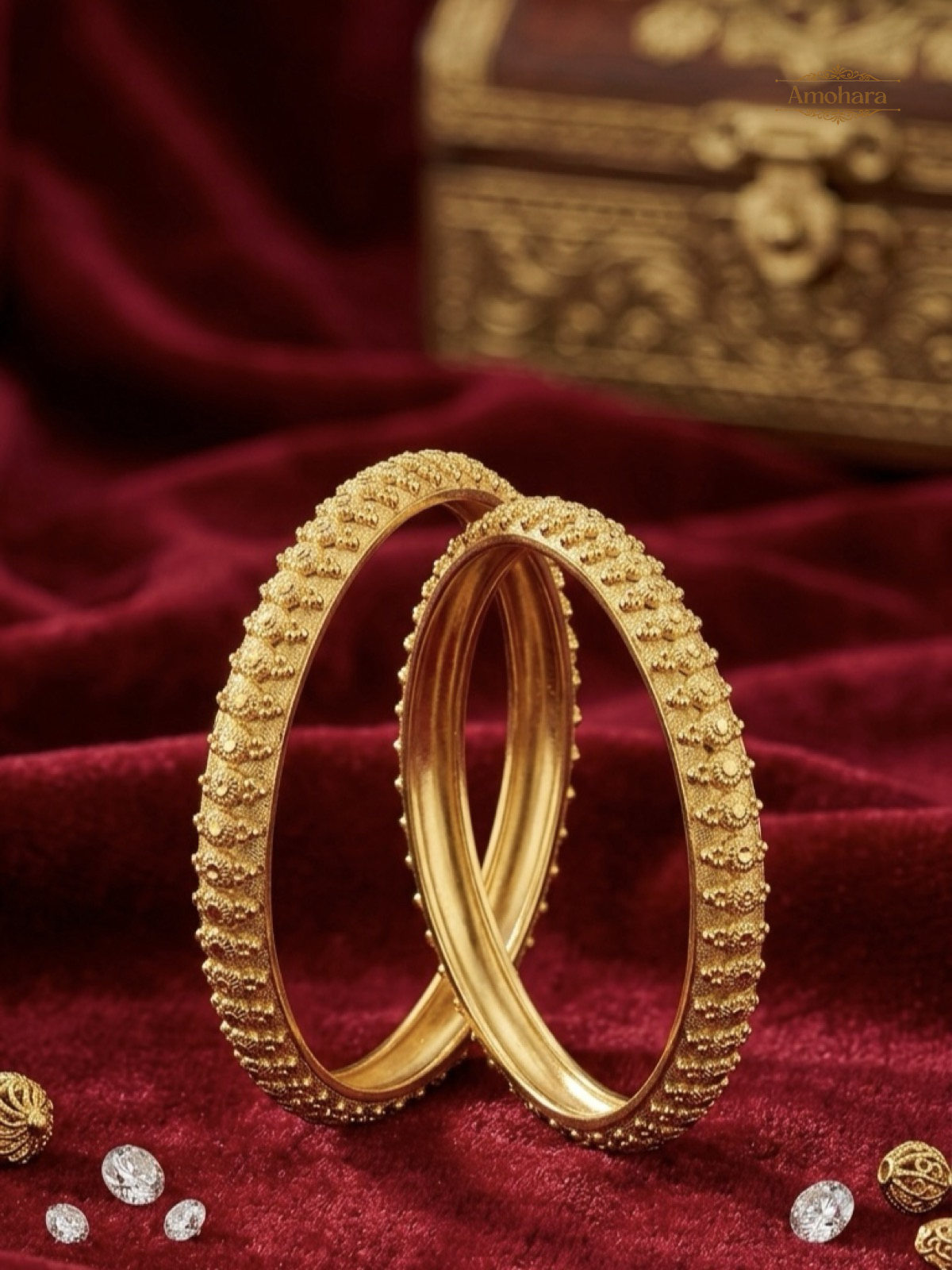 Granule Texture Gold Cover Bangles