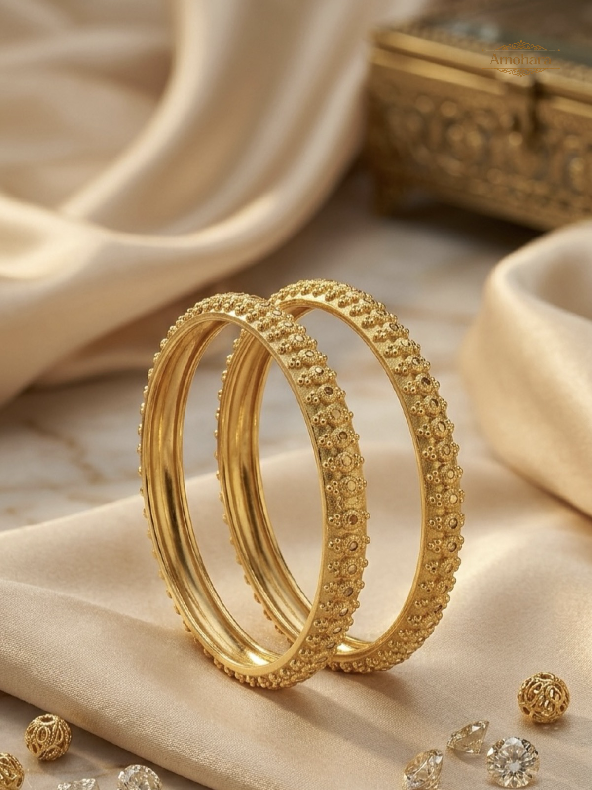 Granule Texture Gold Cover Bangles
