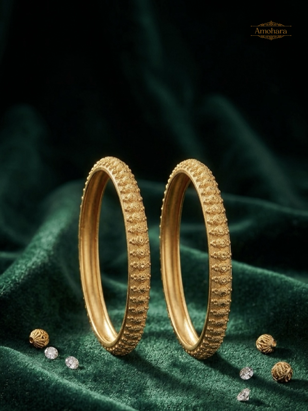Granule Texture Gold Cover Bangles