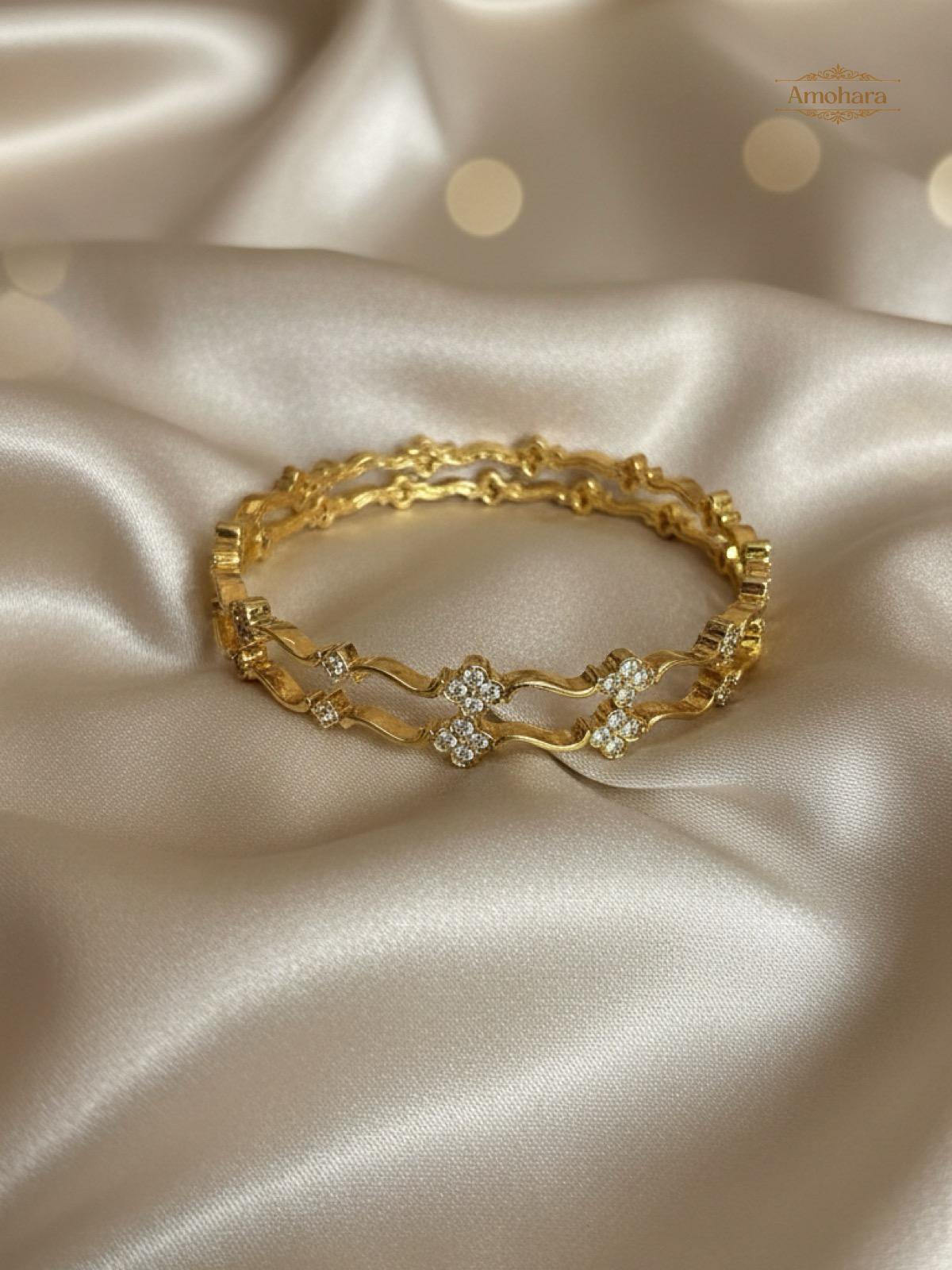 Floral Wave Gold Cover Bangles