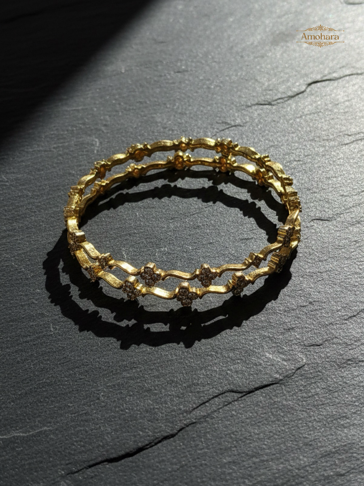 Floral Wave Gold Cover Bangles