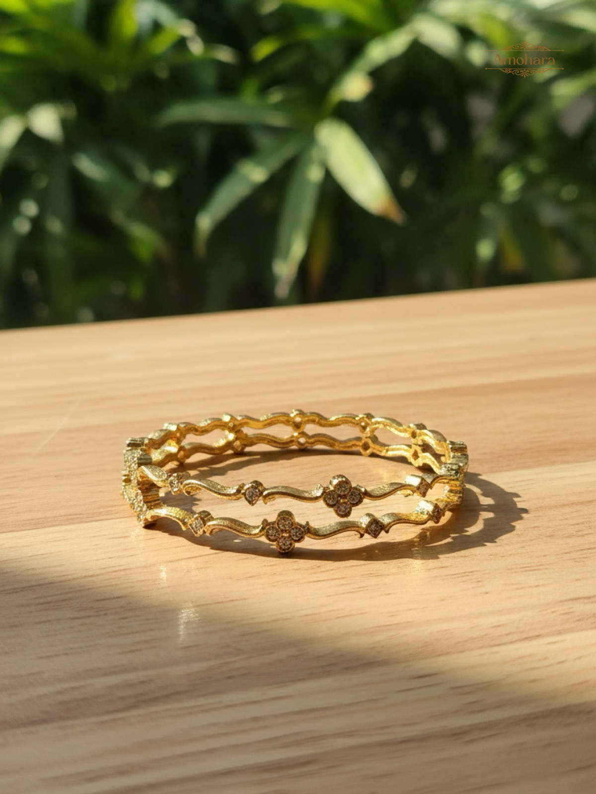 Floral Wave Gold Cover Bangles