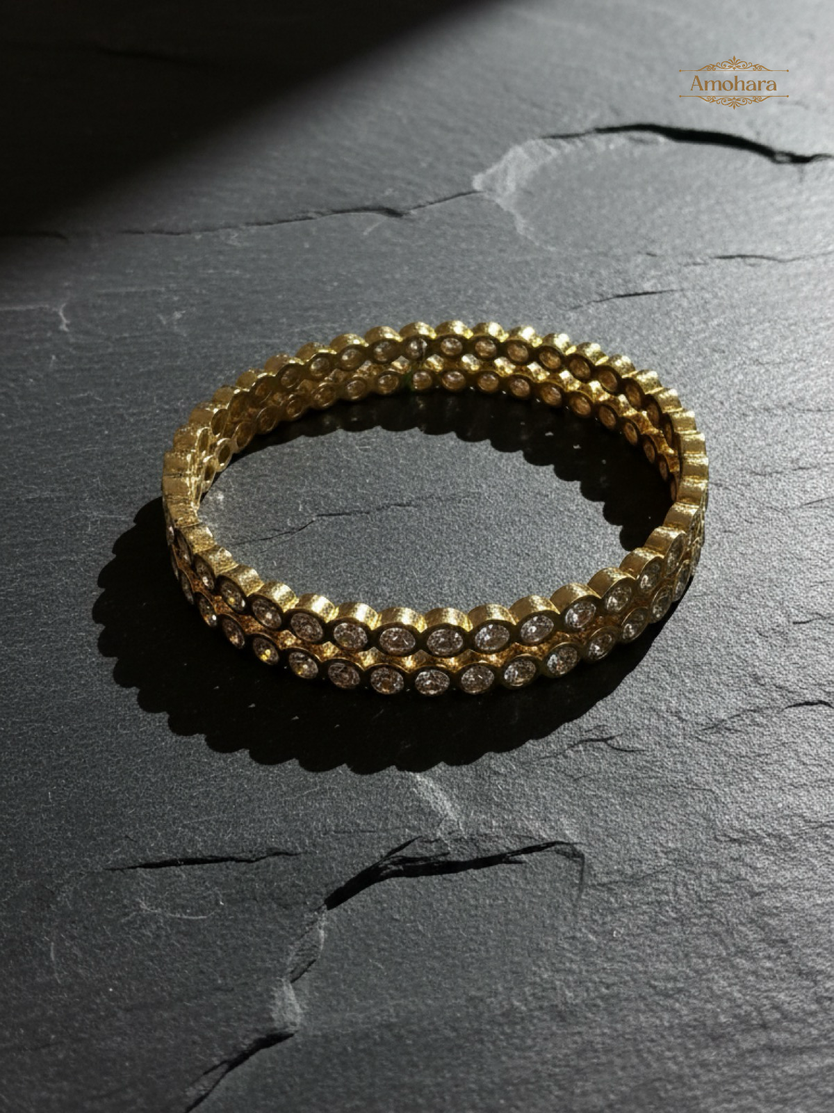 Crystal Halo Gold Cover Bangles