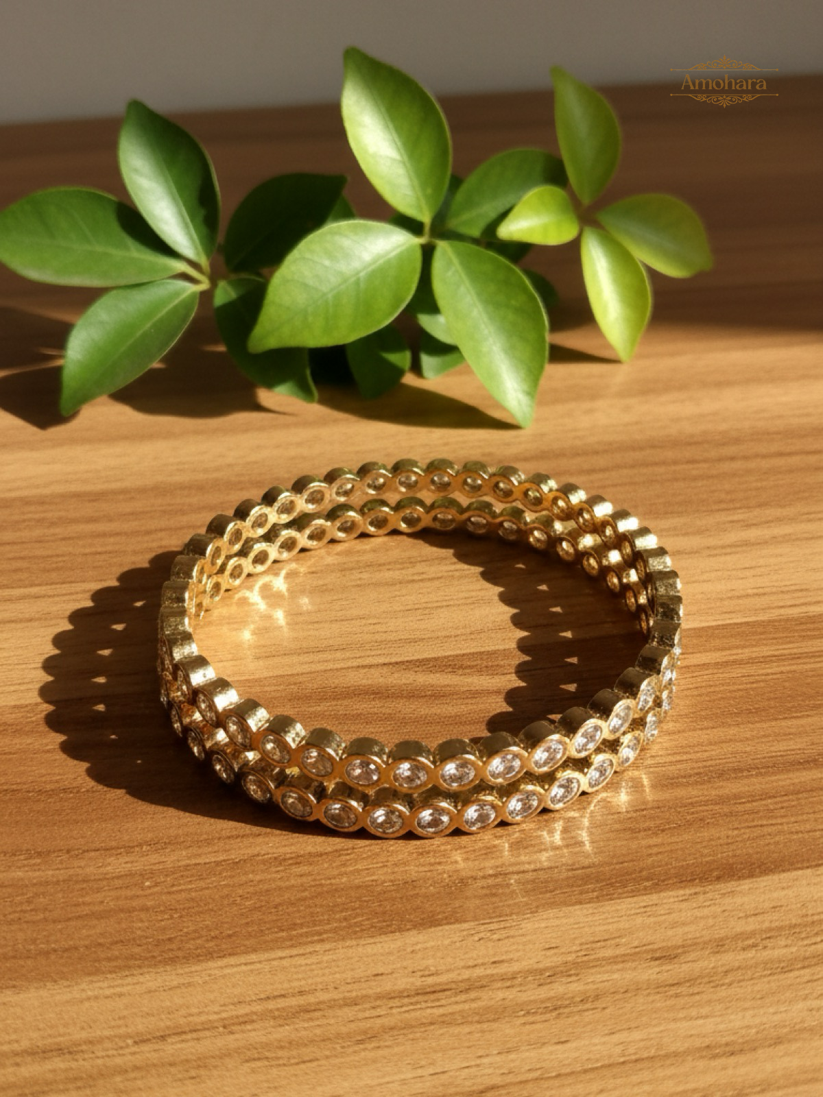 Crystal Halo Gold Cover Bangles