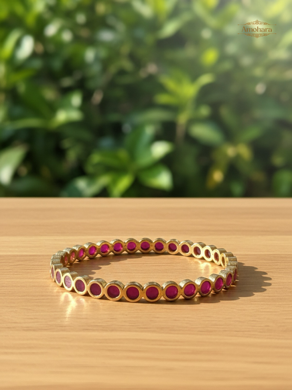 Ruby Circle Gold Cover Bangles