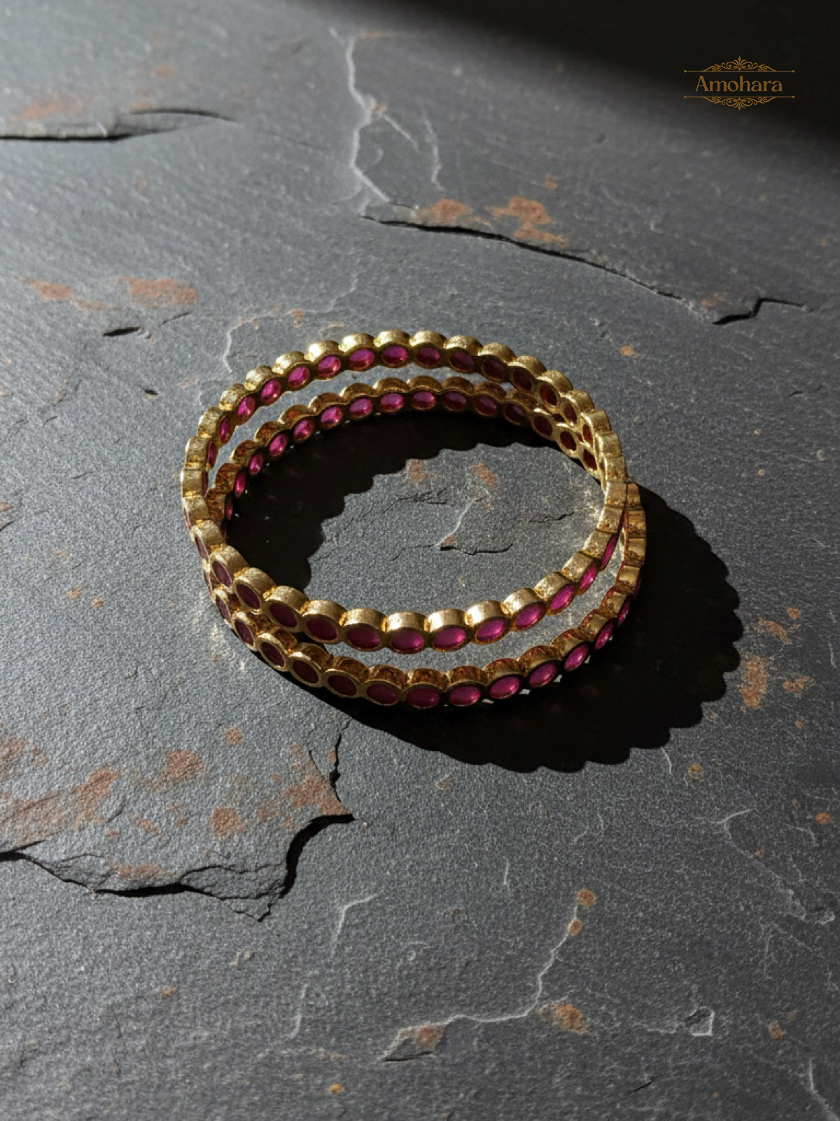 Ruby Circle Gold Cover Bangles