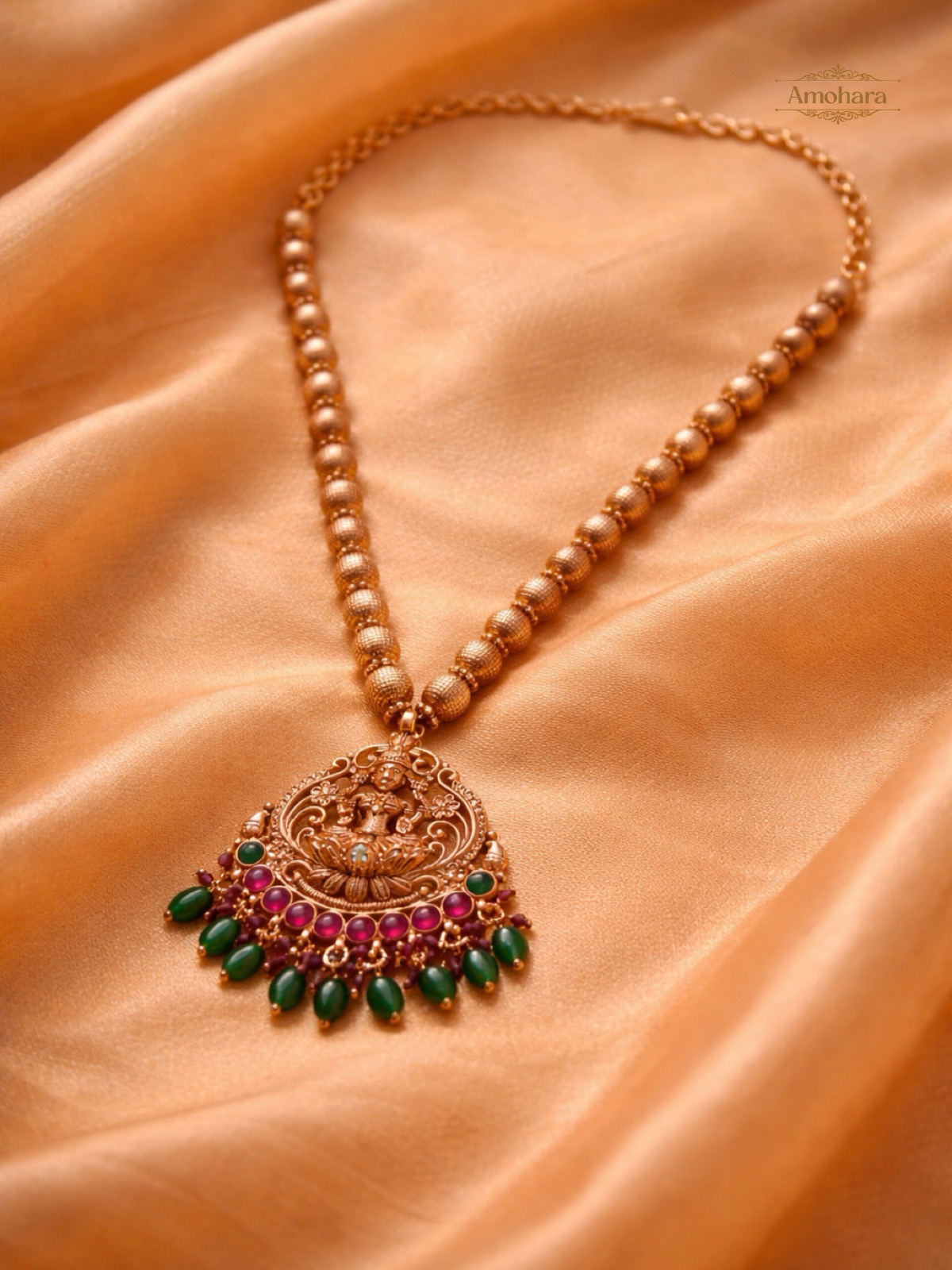 Lakshmi Antique Beaded Temple Necklace