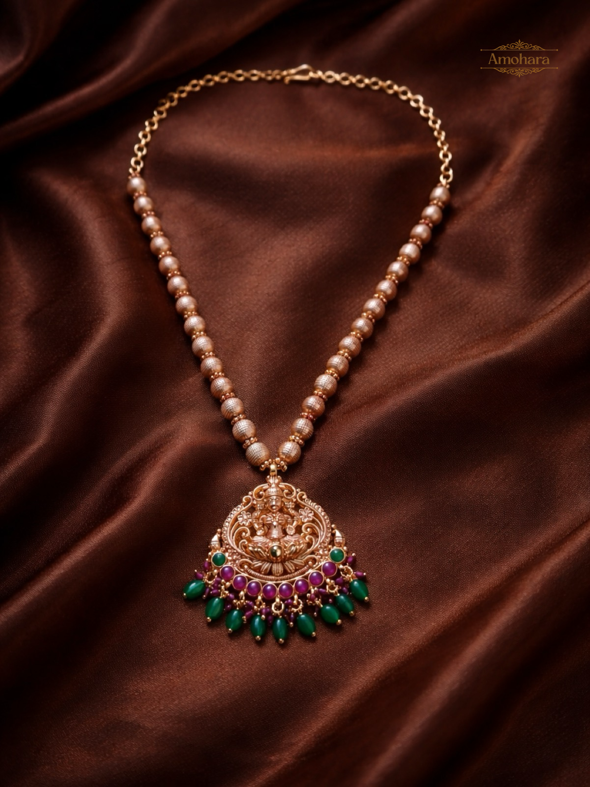 Lakshmi Antique Beaded Temple Necklace