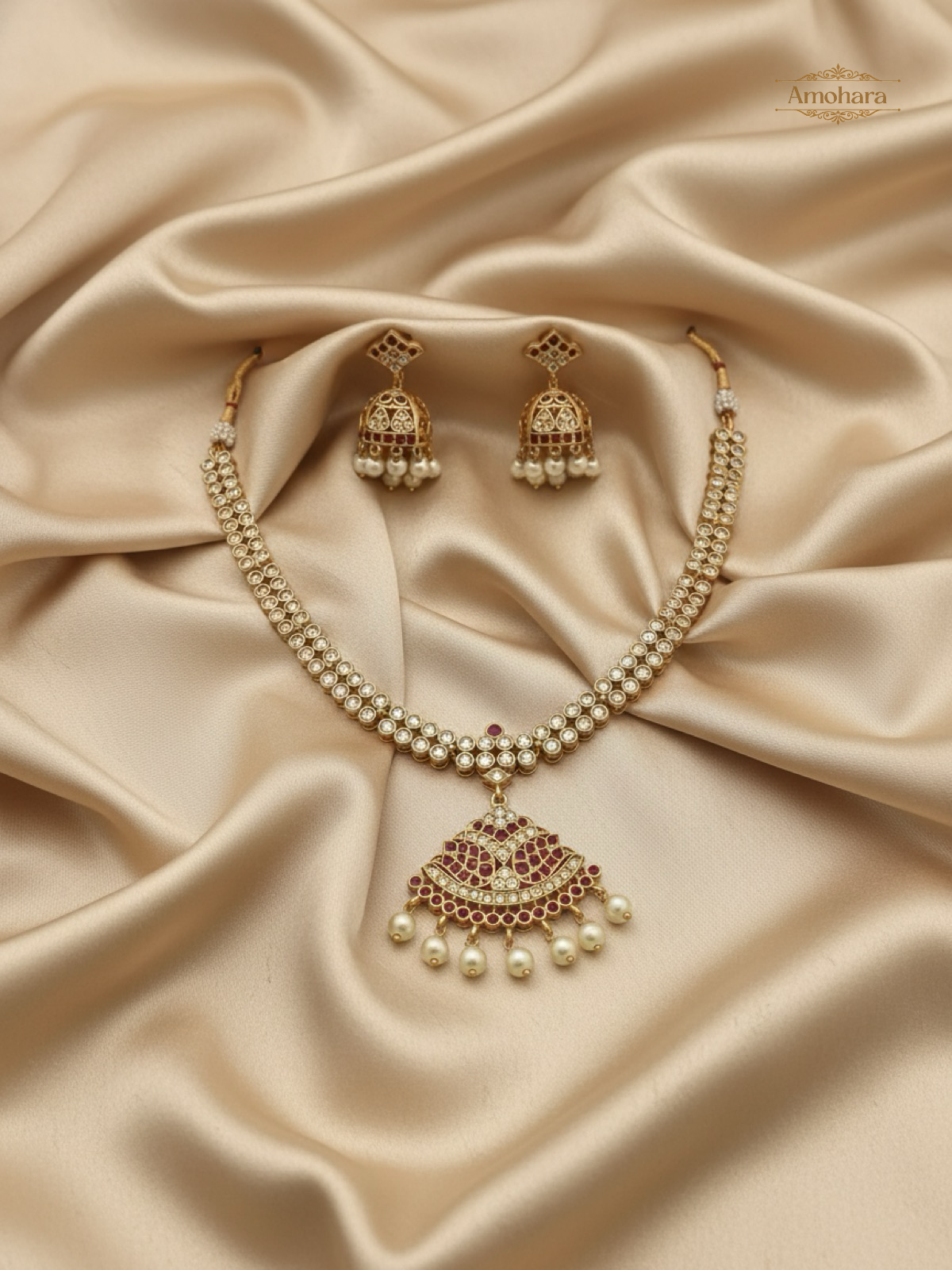 Royal Kundan Pearl Drop Necklace Set