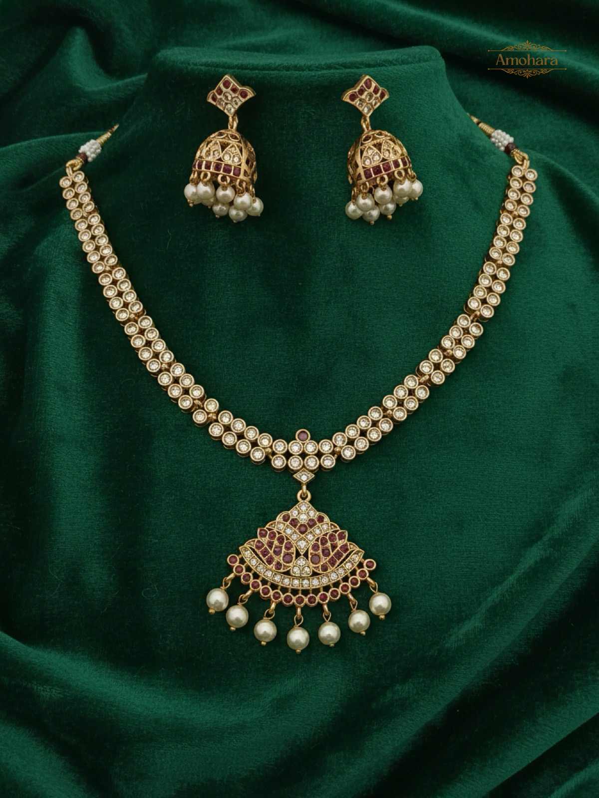 Royal Kundan Pearl Drop Necklace Set