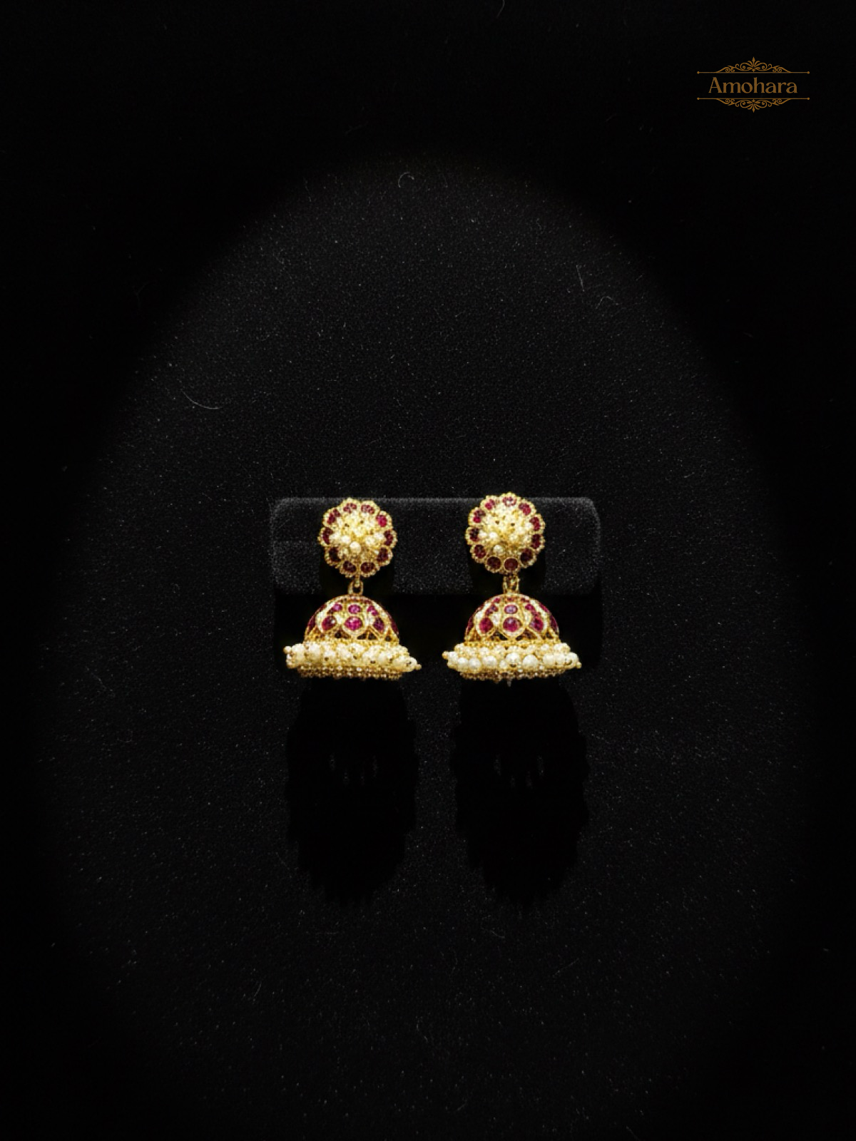 Royal Ruby Pearl Panchaloham Jhumkas S