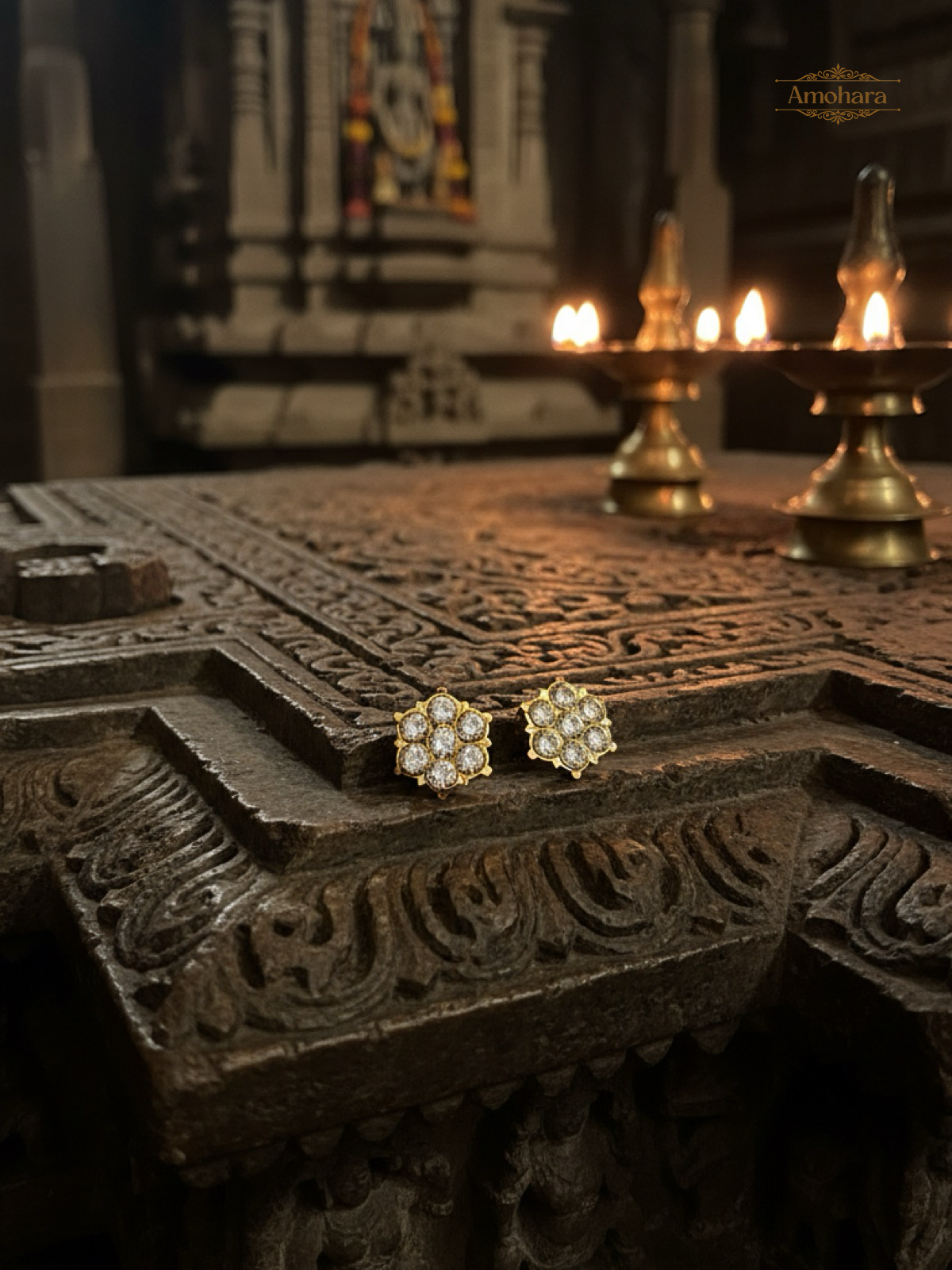 Classic Floral Panchaloham Stud Earrings