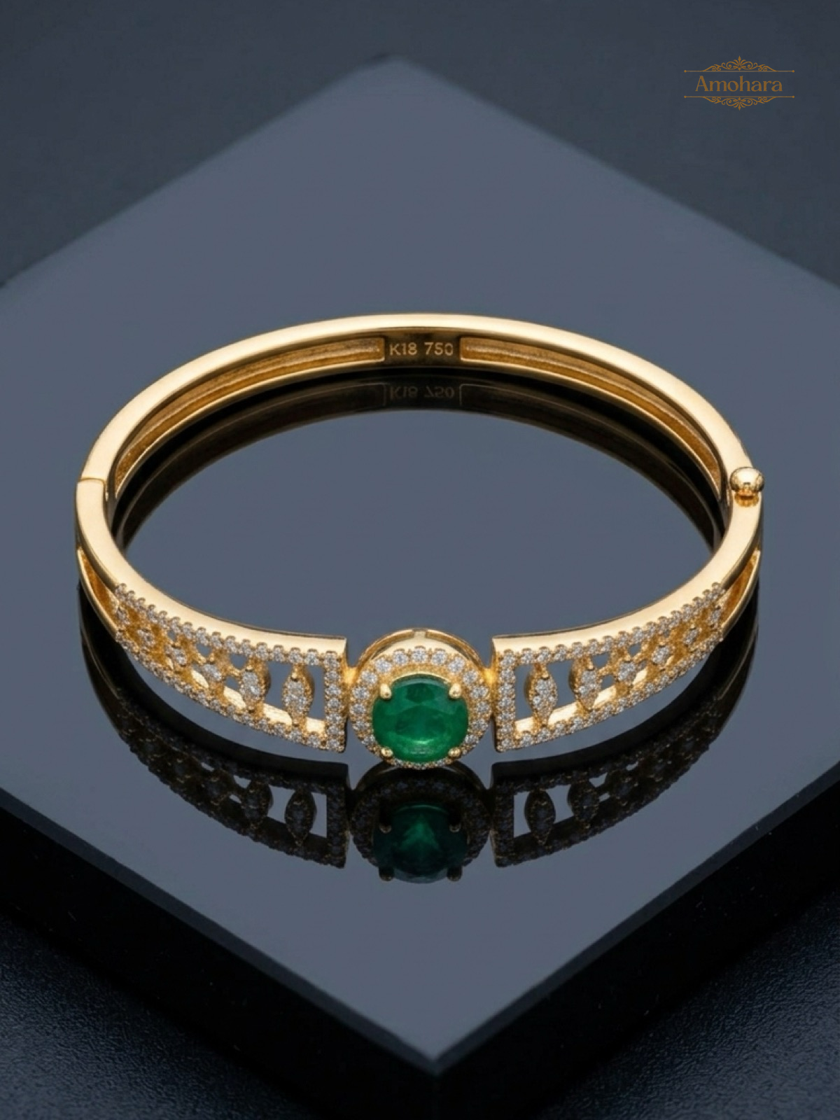 Emerald Radiance Bangle Bracelet