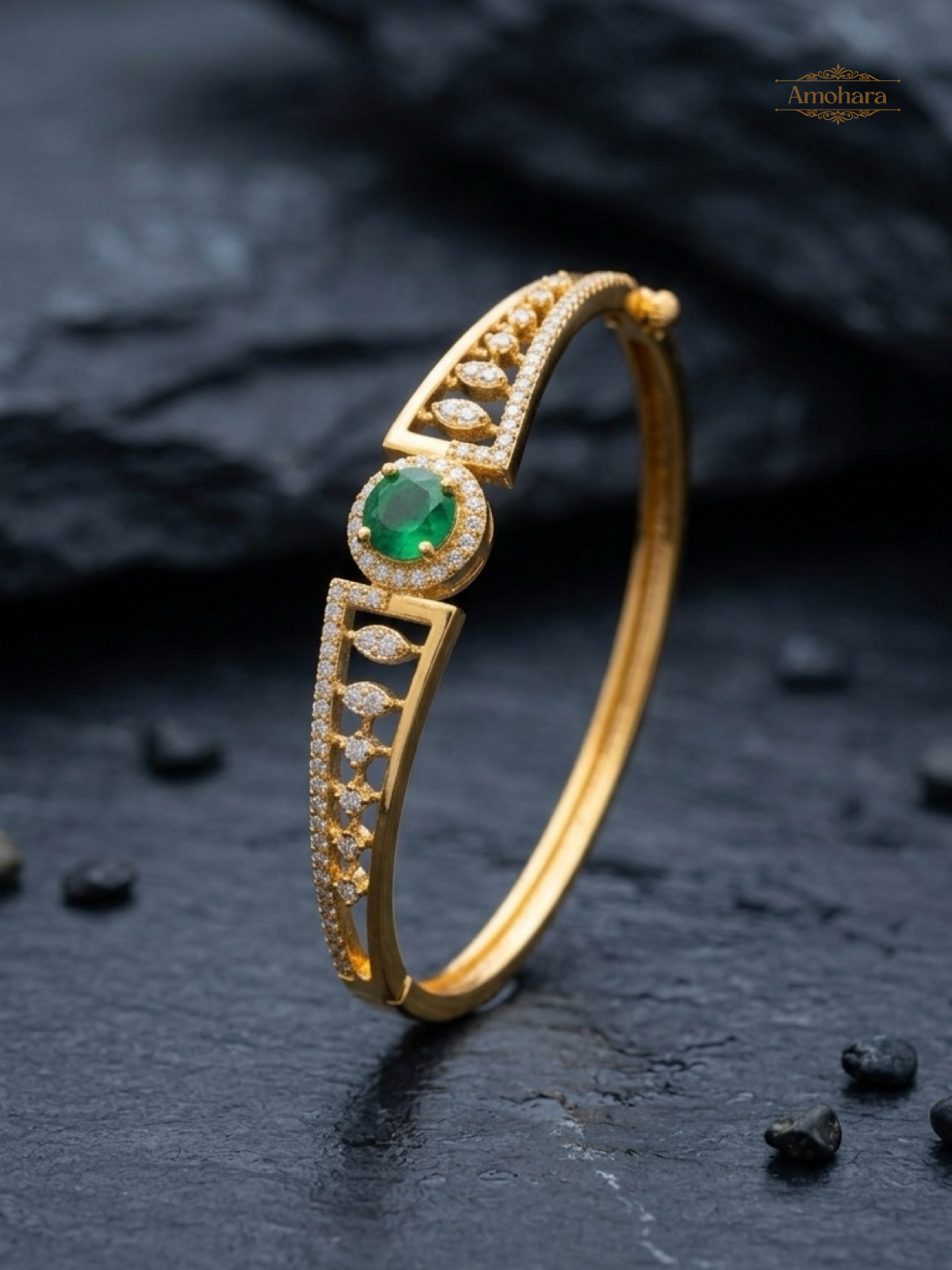 Emerald Radiance Bangle Bracelet