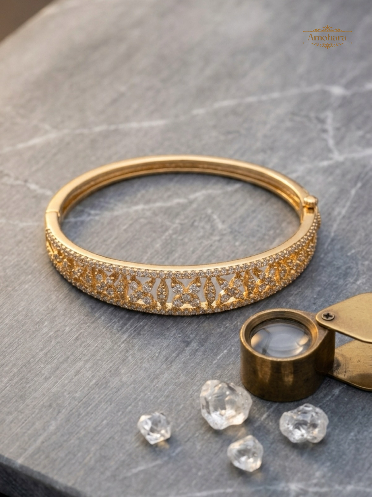 Floral Radiance Bangle Bracelet