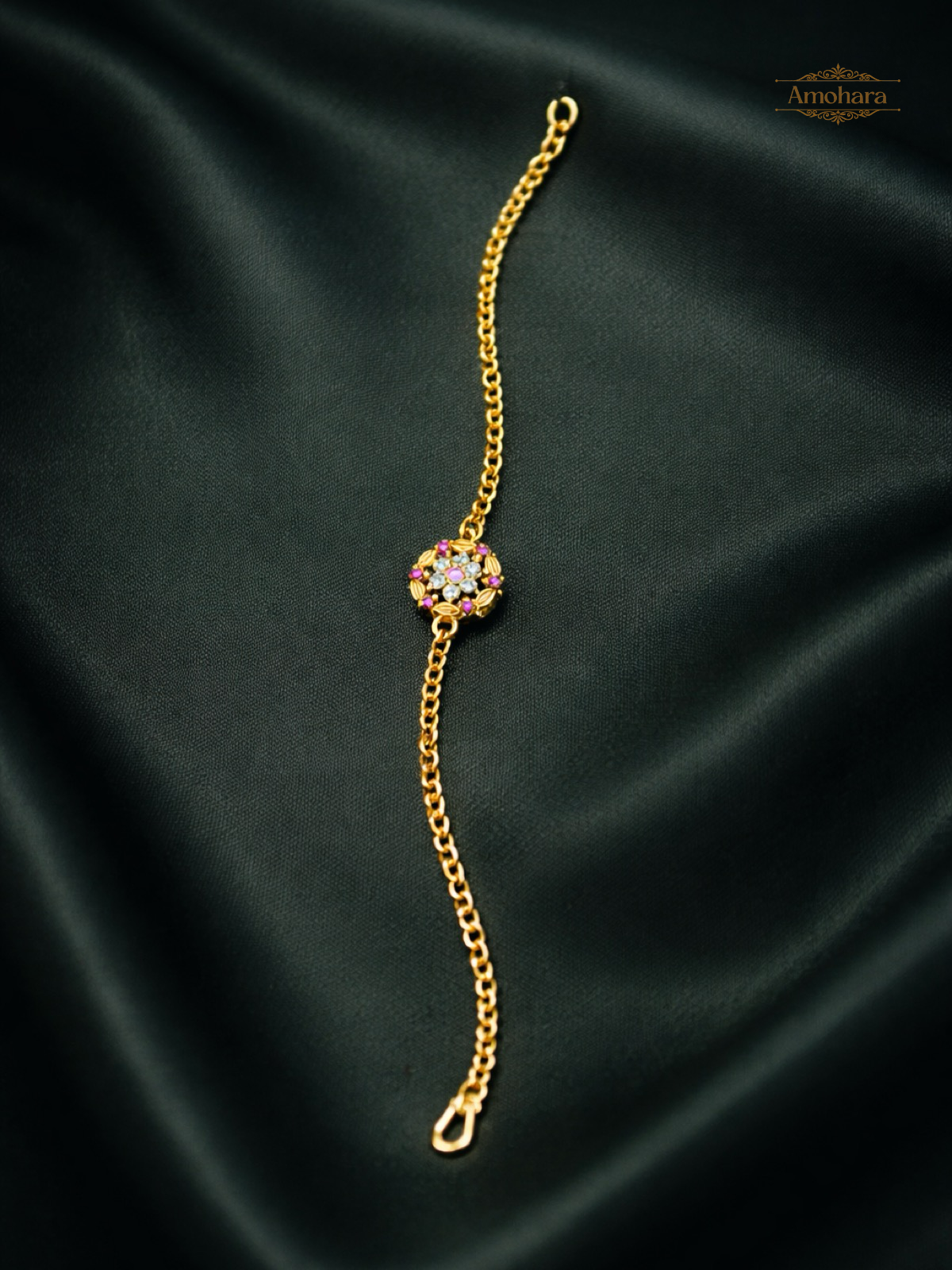 Floral Spark Charm Gold Covering chain Bracelet