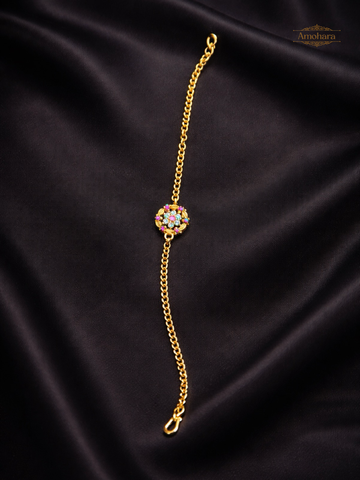 Floral Spark Charm Gold Covering chain Bracelet