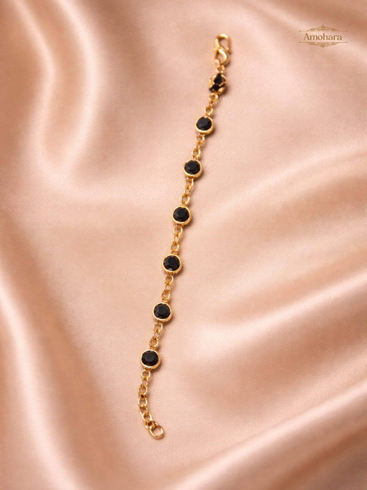 Midnight Circle Elegance Gold Covering Chain Bracelet