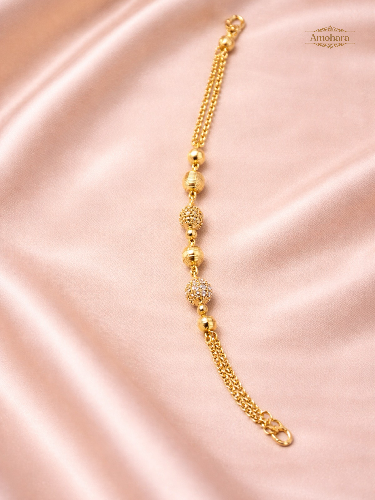 Royal Bead Spark Gold Covering Chain Bracelet