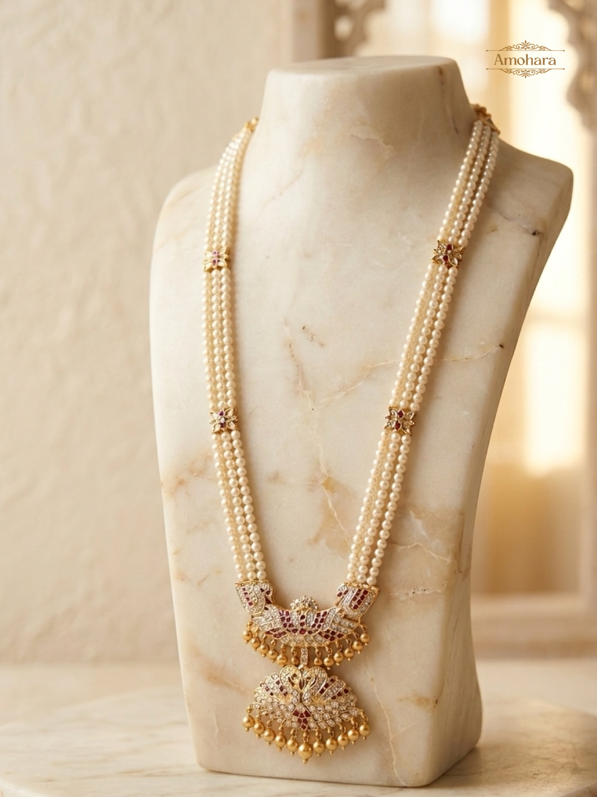 Traditional pearl Heritage Panchaloham haaram