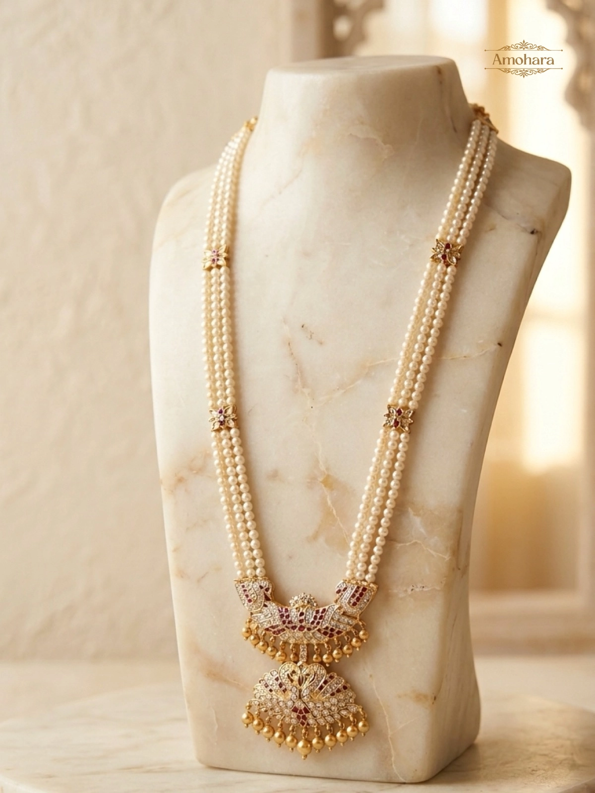 Traditional pearl Heritage Panchaloham haaram