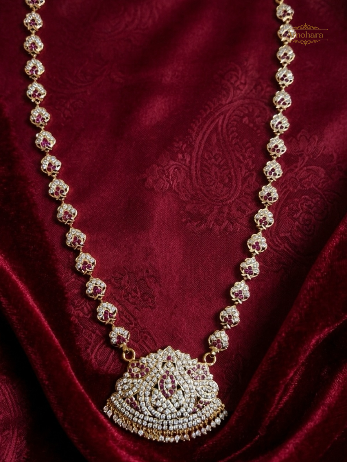 Ruby Floral Elegance Panchaloham Haram