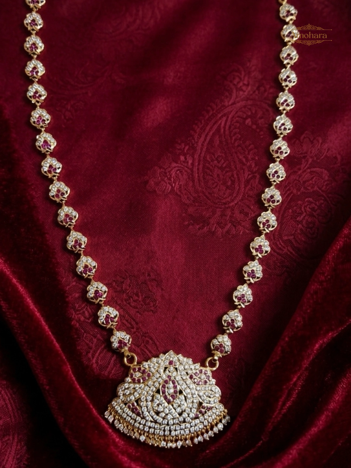 Ruby Floral Elegance Panchaloham Haram
