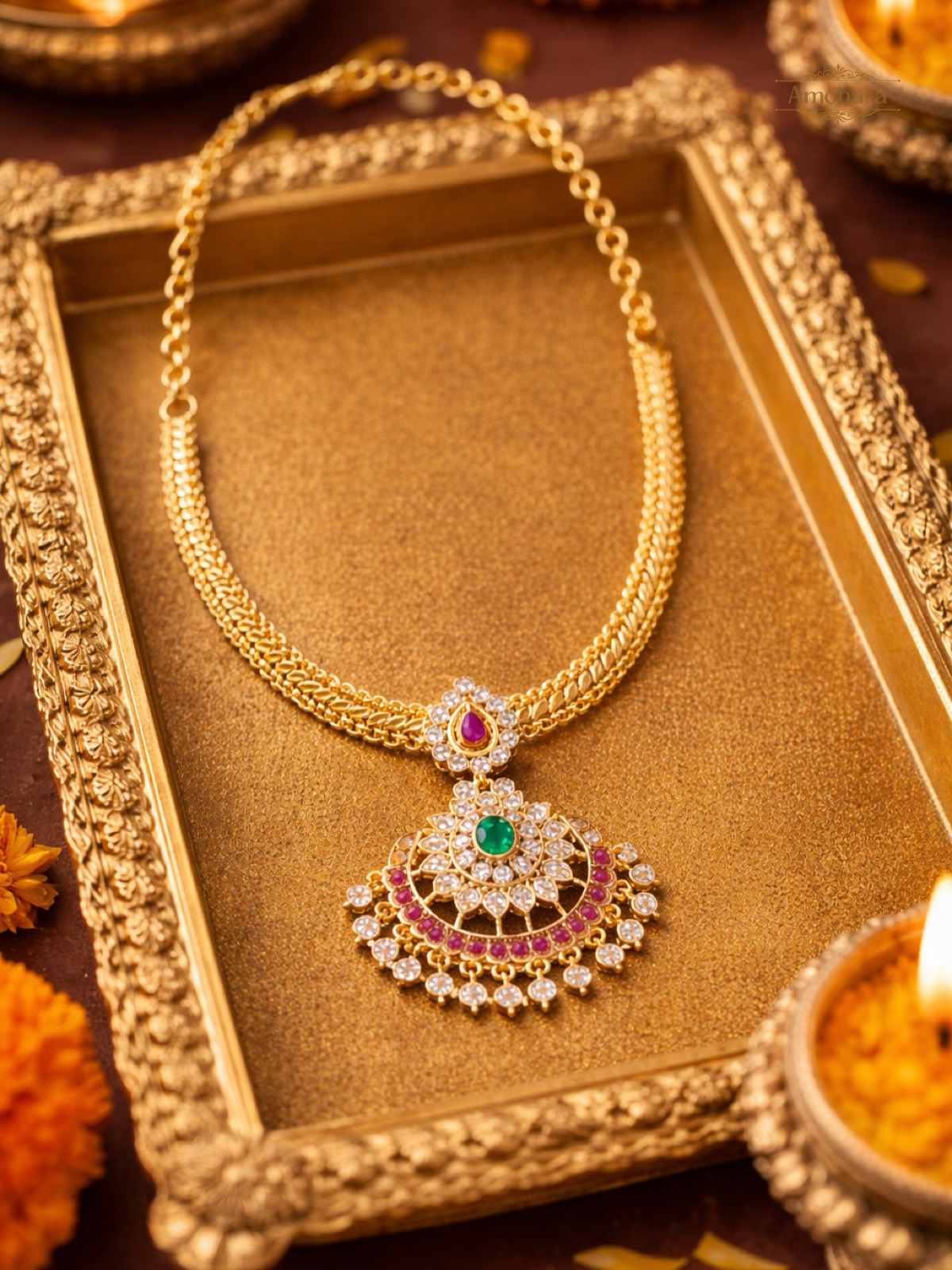 Padmaraga Panchaloha Necklace