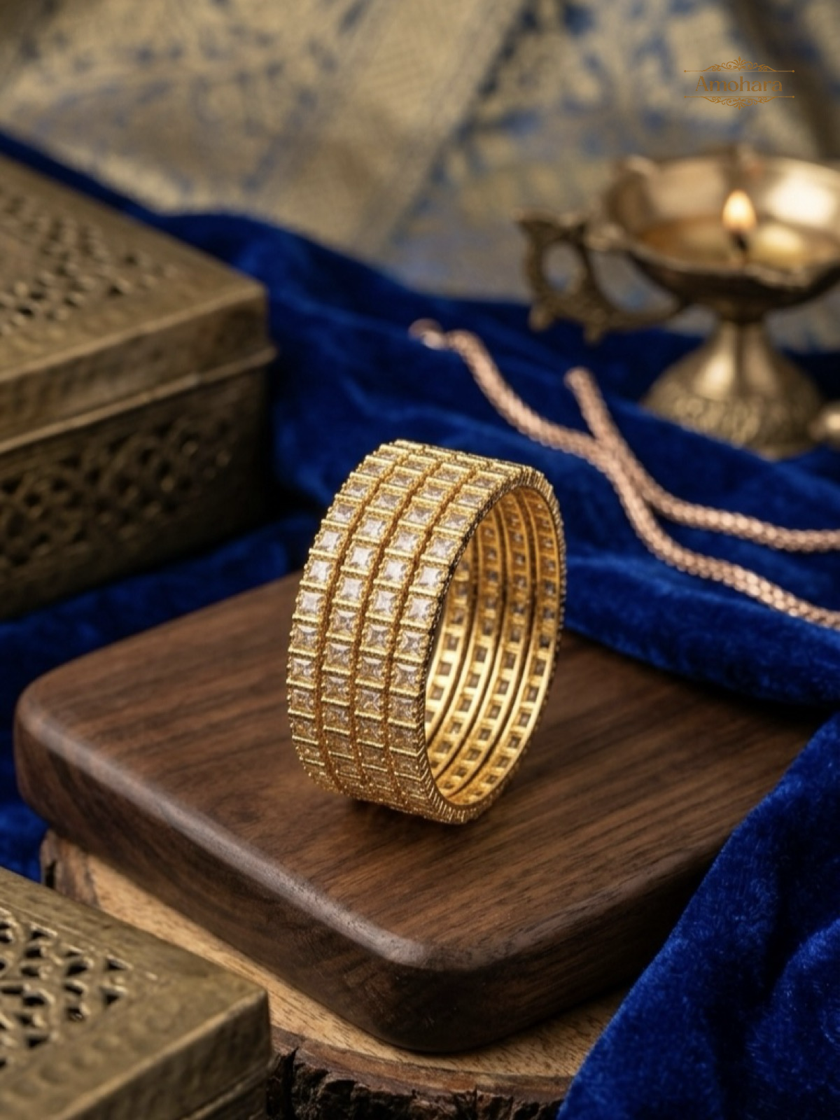 Square Stone Gold 4 Bangles