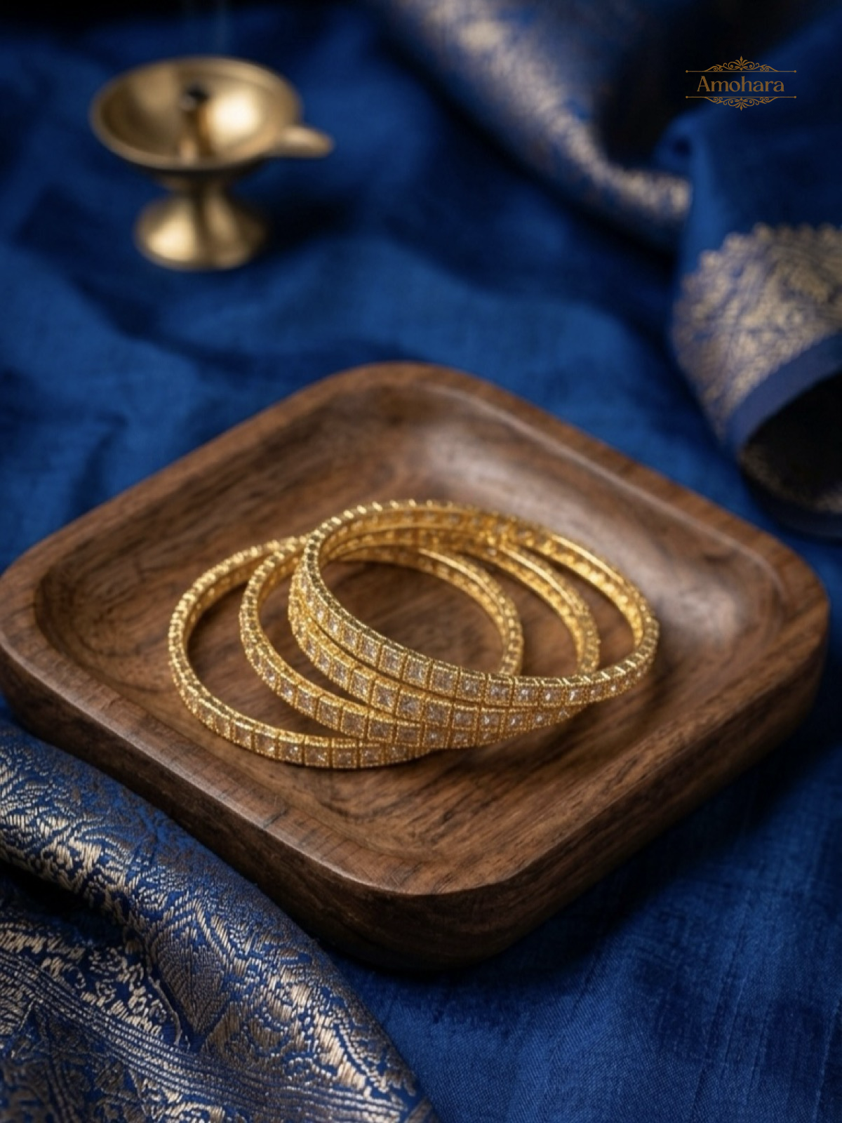 Square Stone Gold 4 Bangles