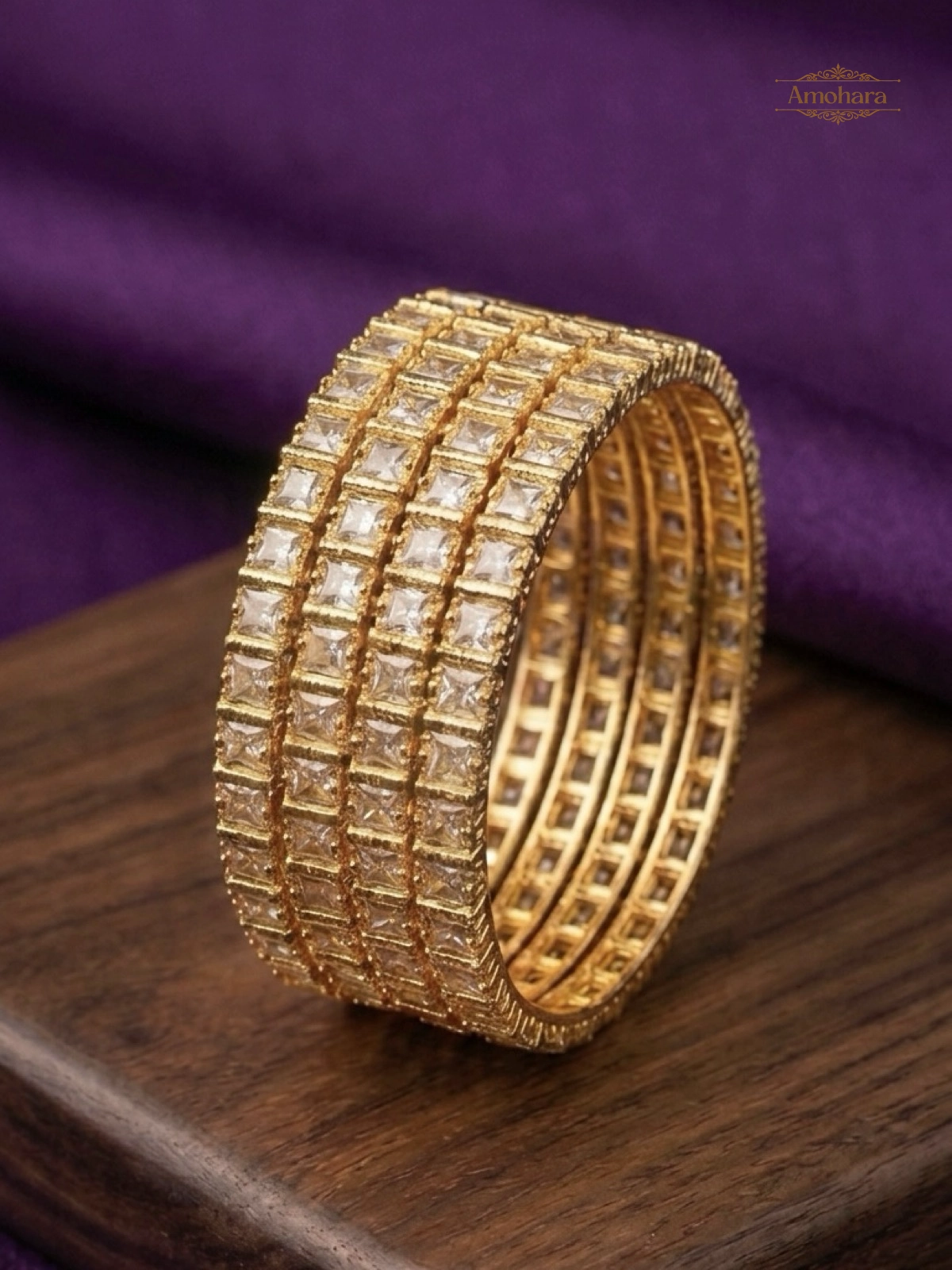 Square Stone Gold 4 Bangles