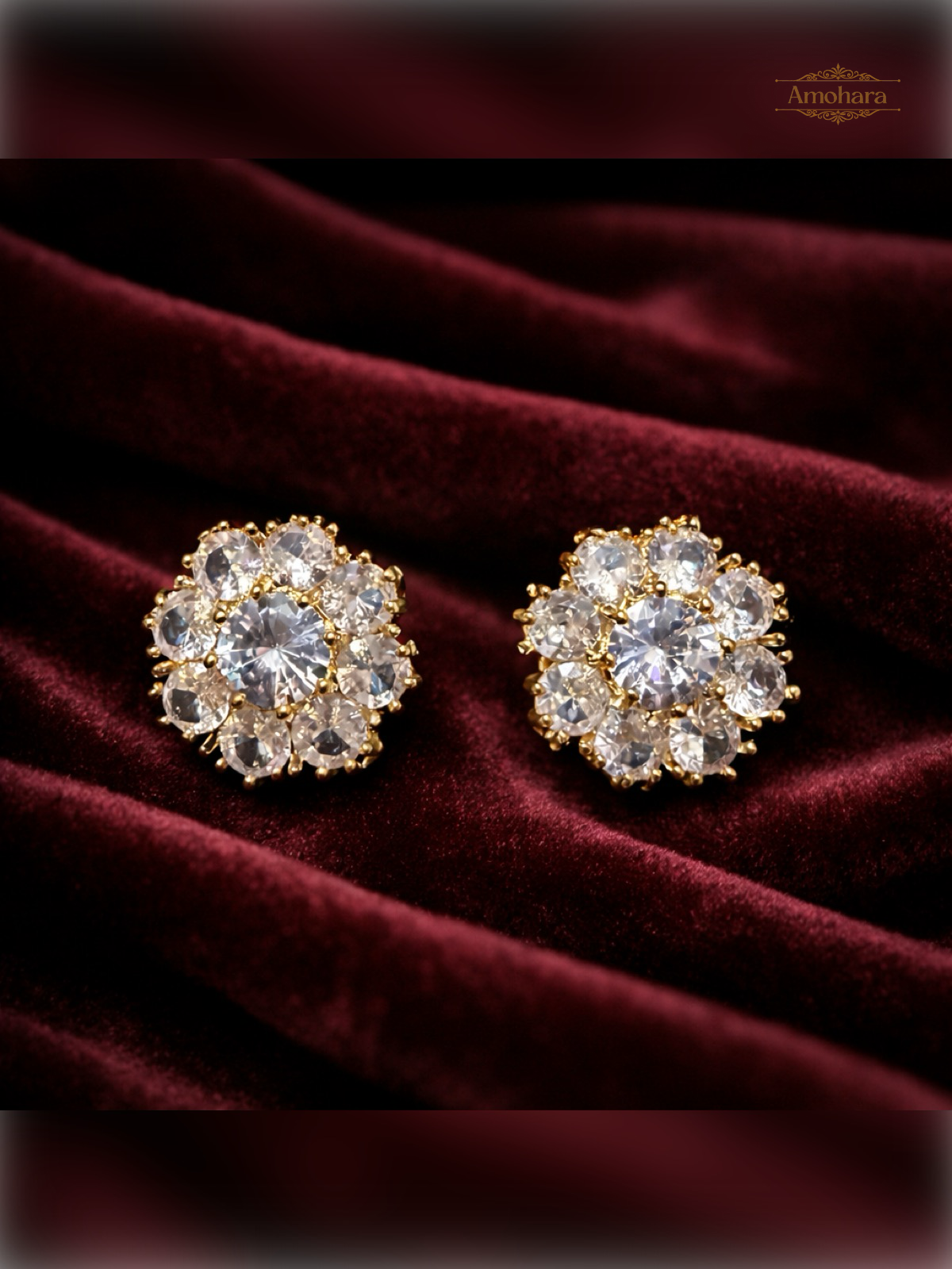 White Elegant floral cluster studs