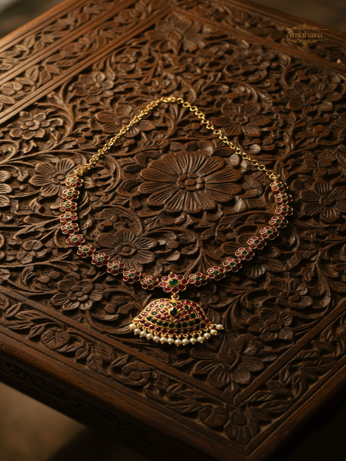 Red and Green stone Adige Necklace