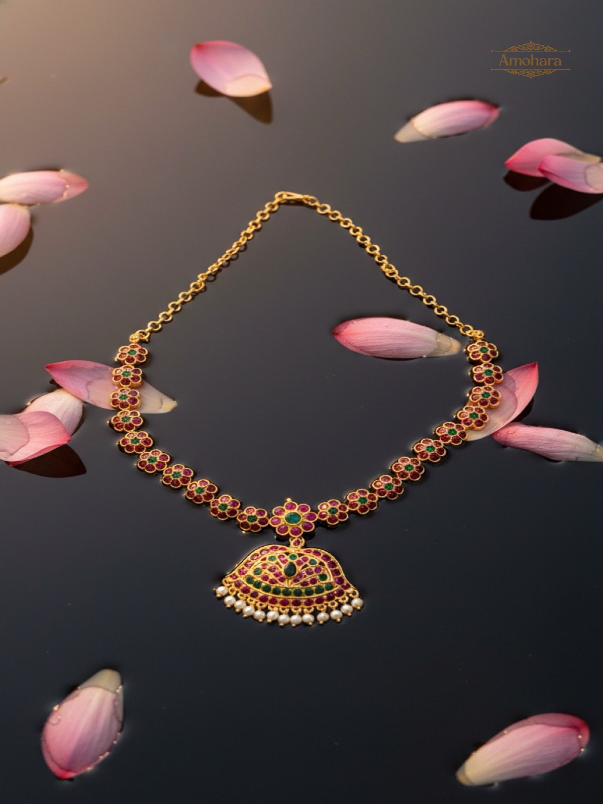 Red and Green stone Adige Necklace