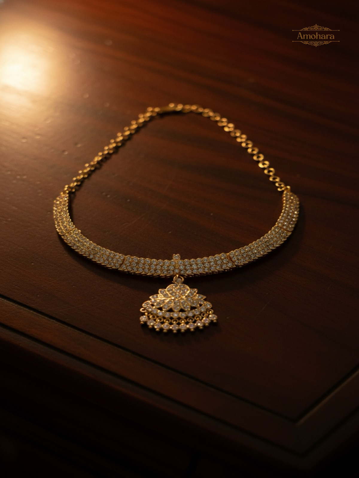 White Shimmering Stones Adige Necklace