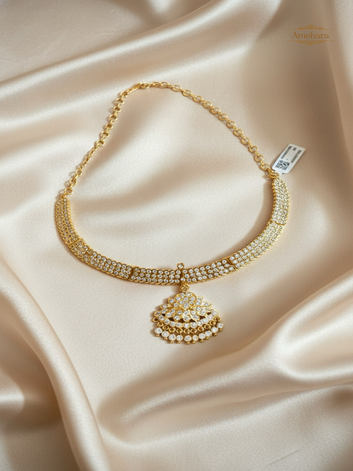 White Shimmering Stones Adige Necklace