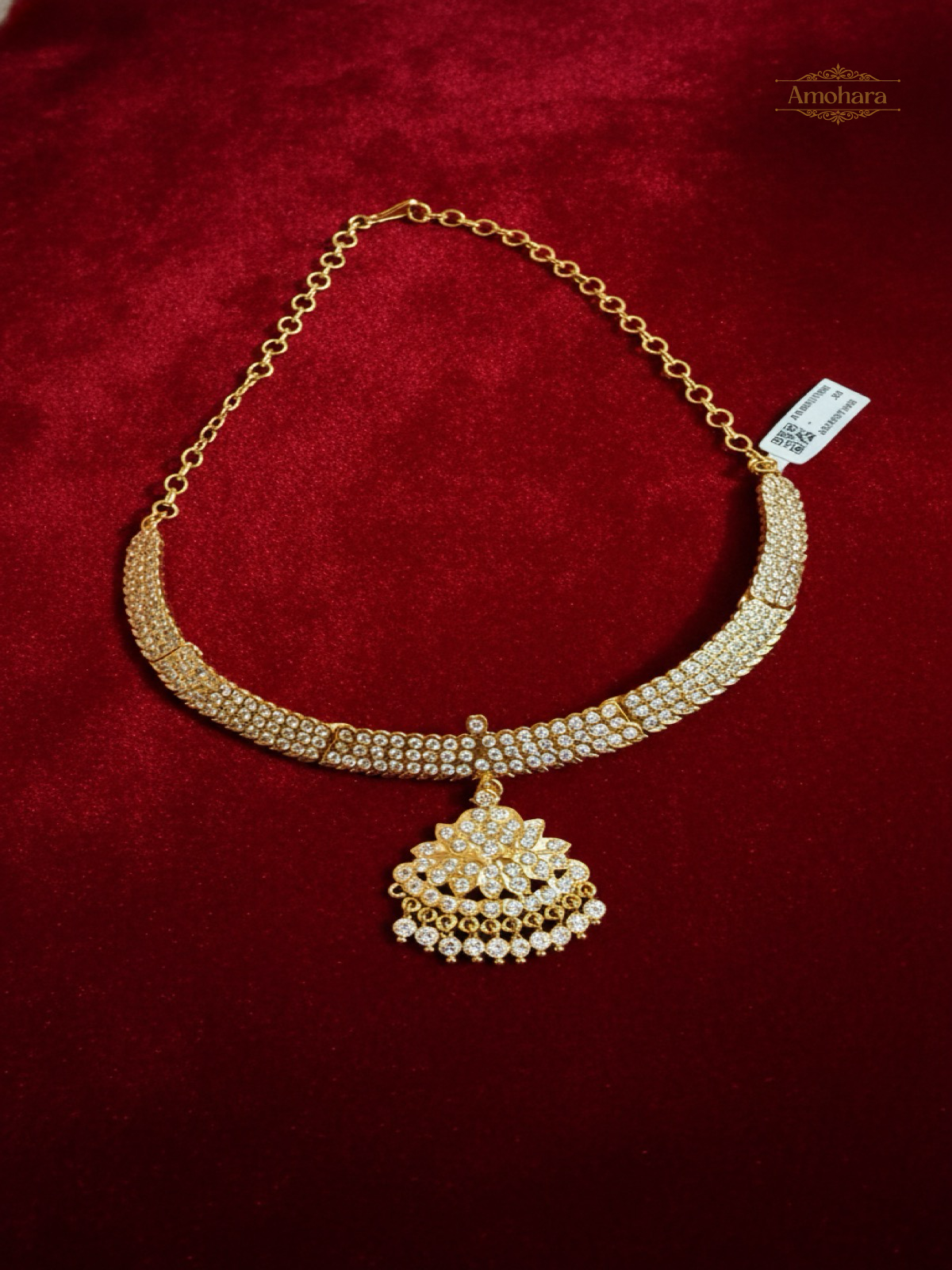 White Shimmering Stones Adige Necklace