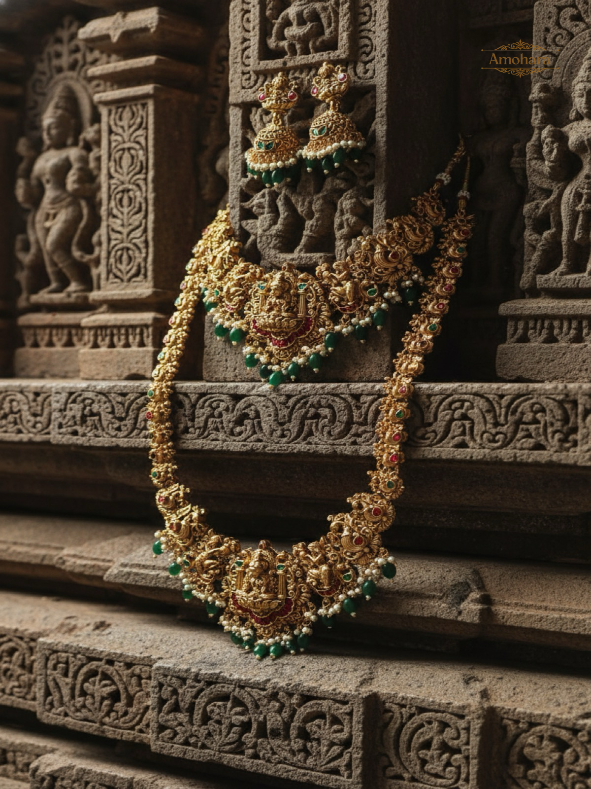 Lakshmi Peacock Bridal Long Haram Set