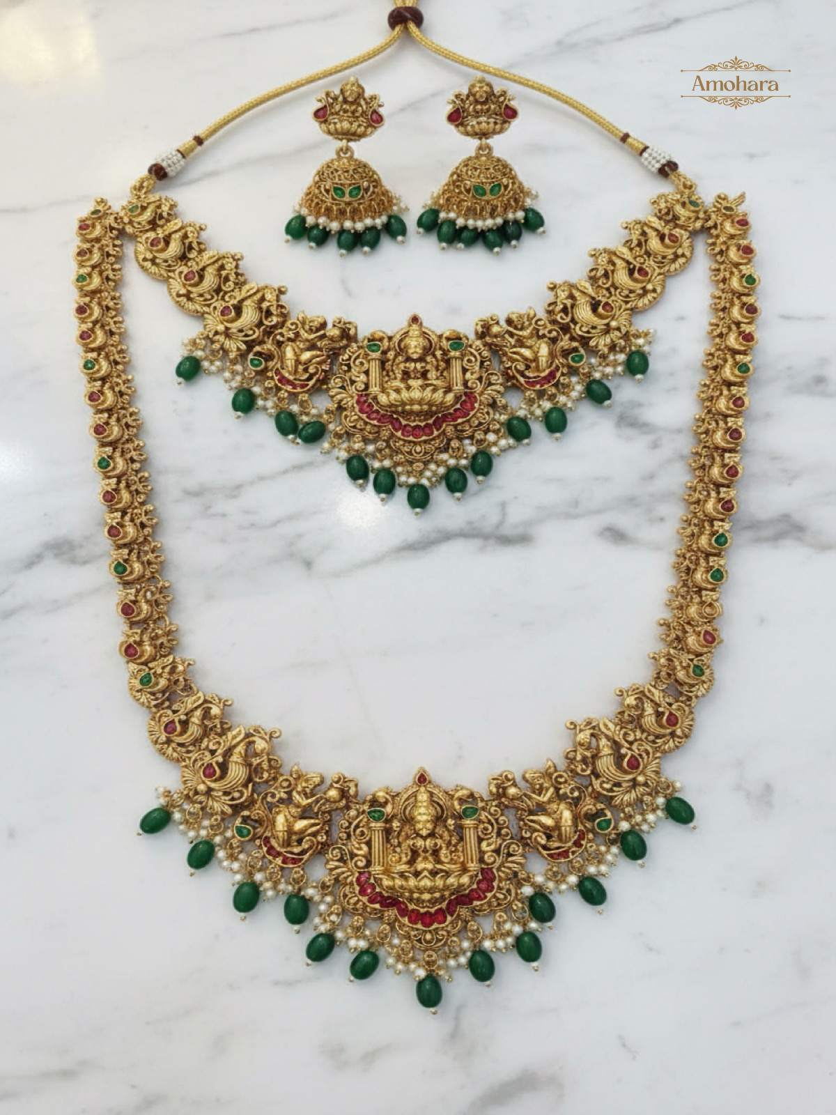 Lakshmi Peacock Bridal Long Haram Set