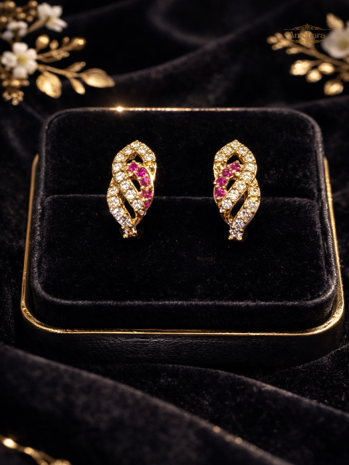 White & Ruby J stud Twisted