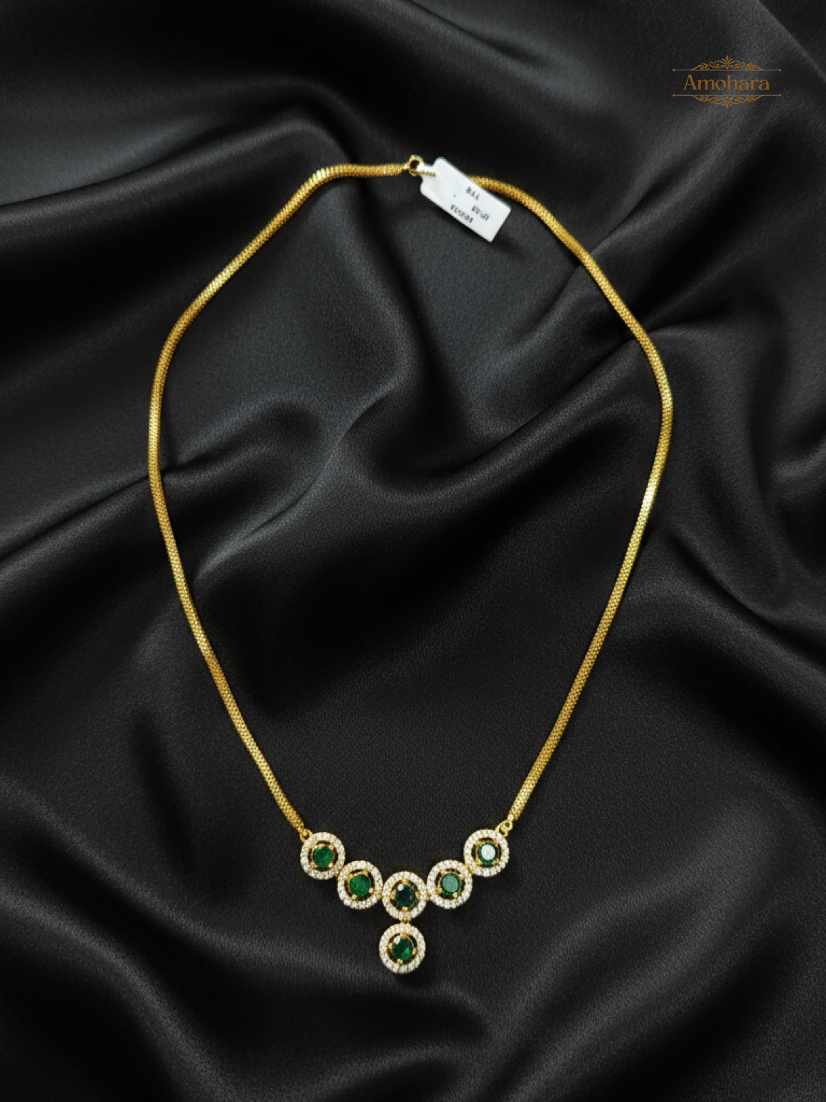Emerald Halo Pendant Chain