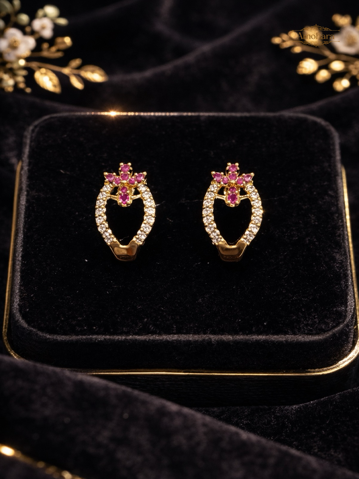 White & Ruby J stud Floral
